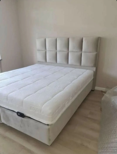 Ancona Teddy | Boxspring met opbergruimte | 90×200 tot 220×220 | Beige | Meerdere kleuren beschikbaar
