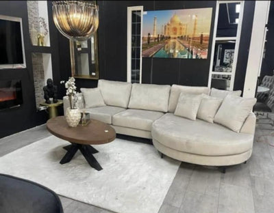 Bella Klein | Bankstel met ronde lounge | 300×140 – Beige | Meerdere kleuren beschikbaar