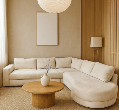 Mystic | Hoekbank met ronde lounge | 310×260 – Beige | Meerdere kleuren beschikbaar