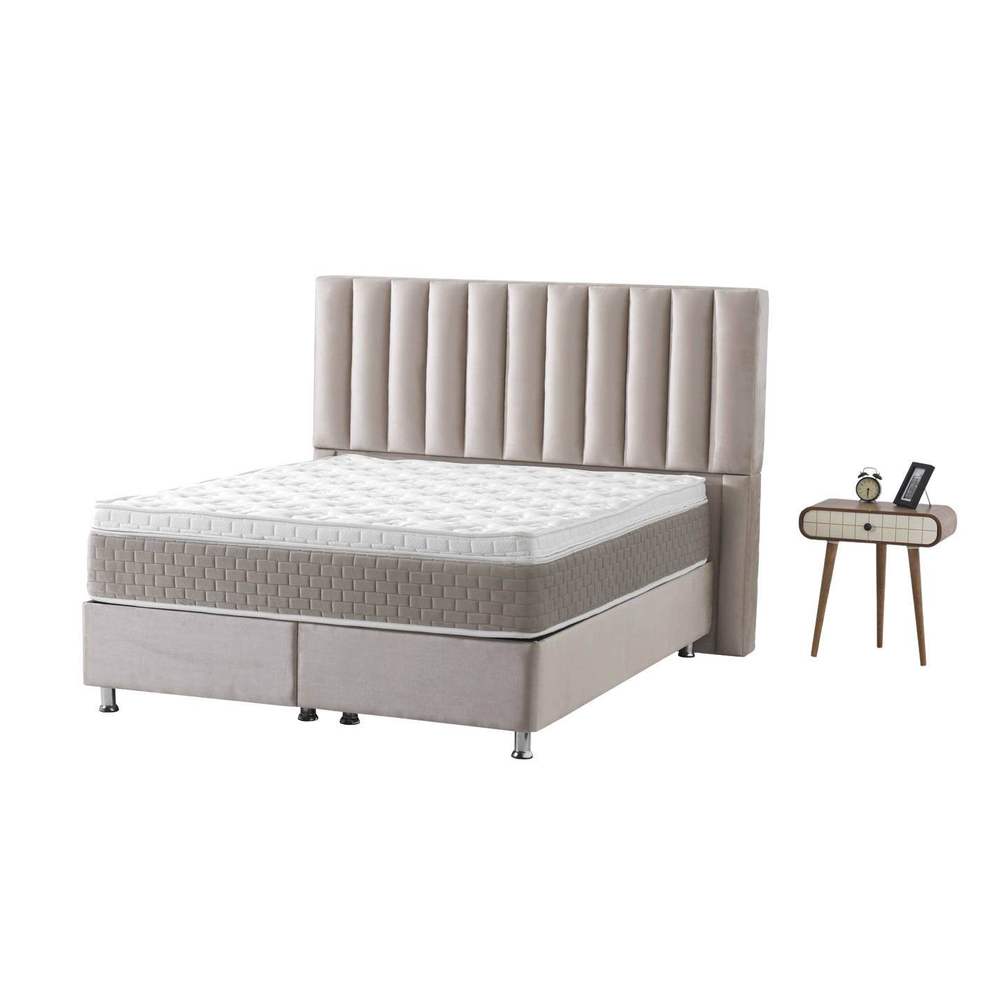 Atlanta | Boxspring met opbergruimte | 90×200 tot 220×220 | Taupe | Meerdere kleuren beschikbaar