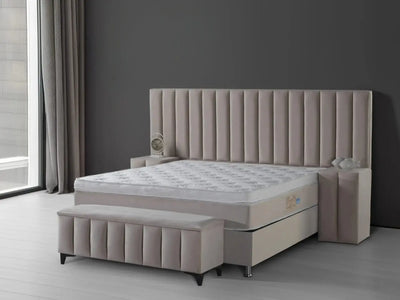 ATLANTA | Boxspring met opbergruimte | 140×200 tot 200×220 | Beige | Breed HB | Meerdere kleuren beschikbaar
